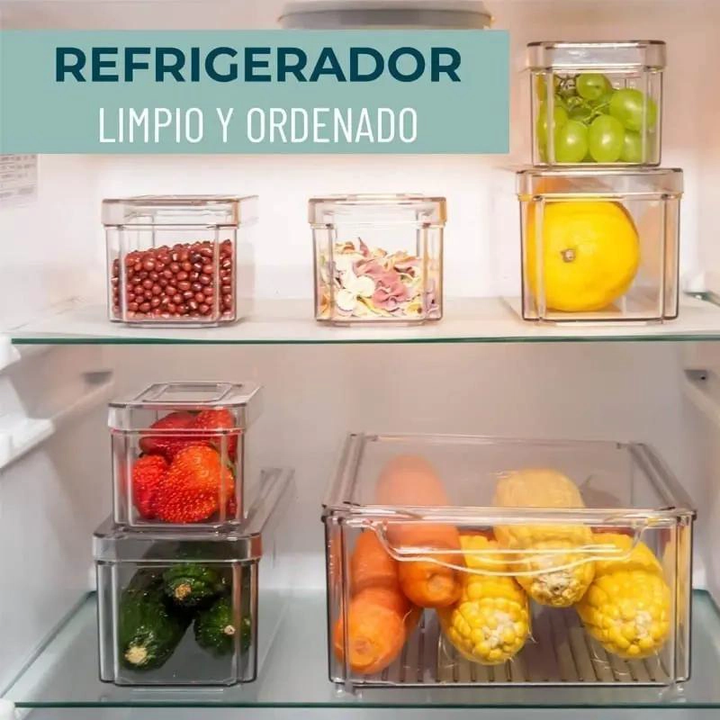 SET DE 7 CONTENEDORES APILABLES PARA REFRIGERADOR - 3