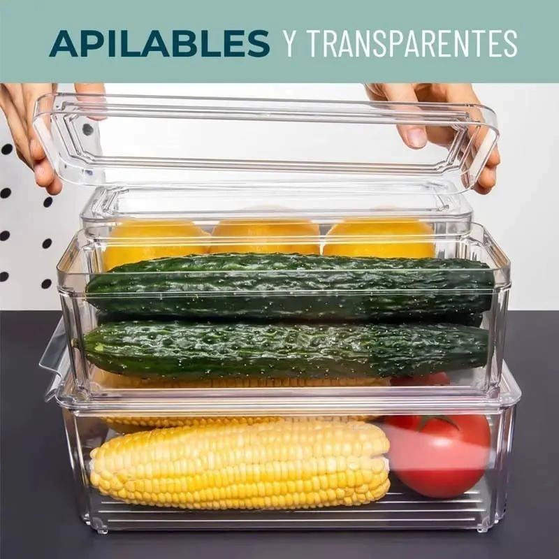 SET DE 7 CONTENEDORES APILABLES PARA REFRIGERADOR - 5