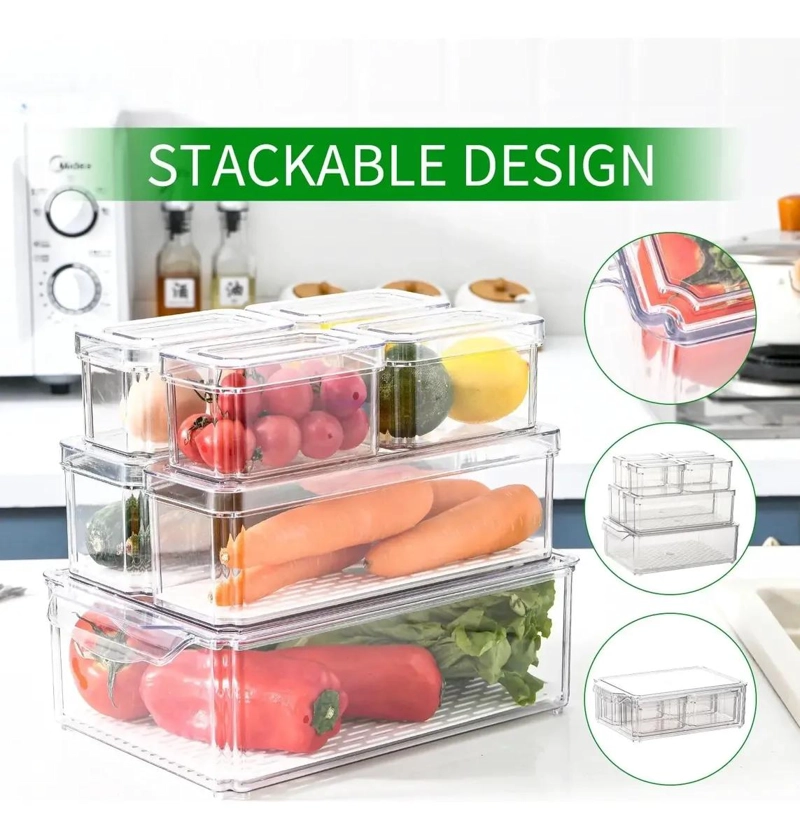 SET DE ORGANIZADORES PLASTICOS PARA REFRIGERADOR CON TAPA - 3