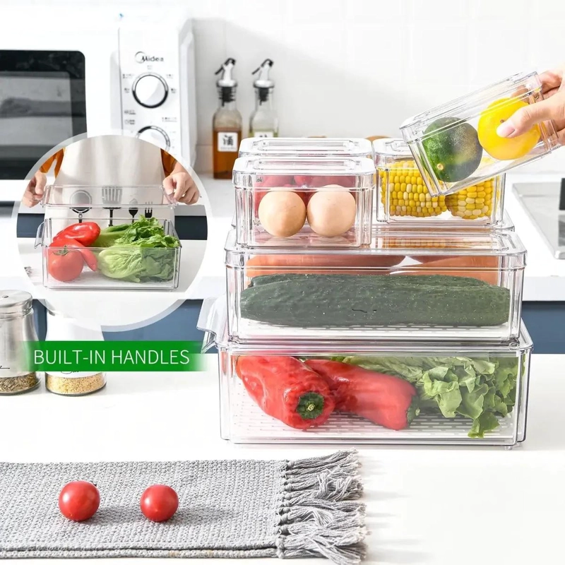 SET DE ORGANIZADORES PLASTICOS PARA REFRIGERADOR CON TAPA - 4