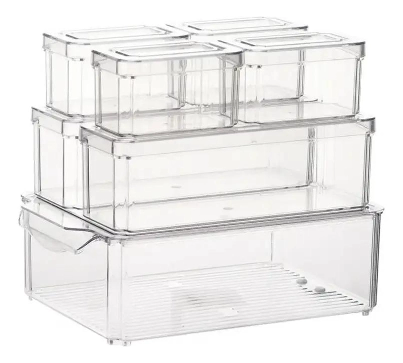 SET DE ORGANIZADORES PLASTICOS PARA REFRIGERADOR CON TAPA - 5