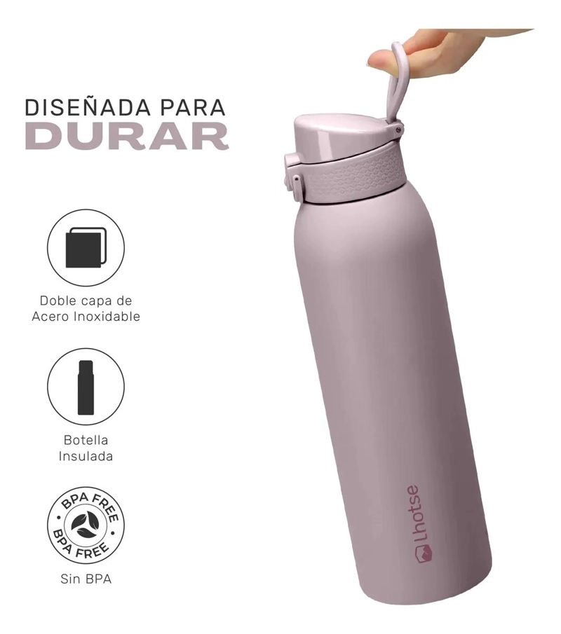 BOTELLA TE RMICA DE ACERO INOXIDABLE 1L CON 3 TAPAS INTERCAMBIABLES - 3