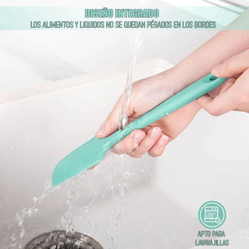 SET DE 4 ESPATULAS DE SILICONA PARA REPOSTERIA, 27 CM, VERDE PASTEL - 6
