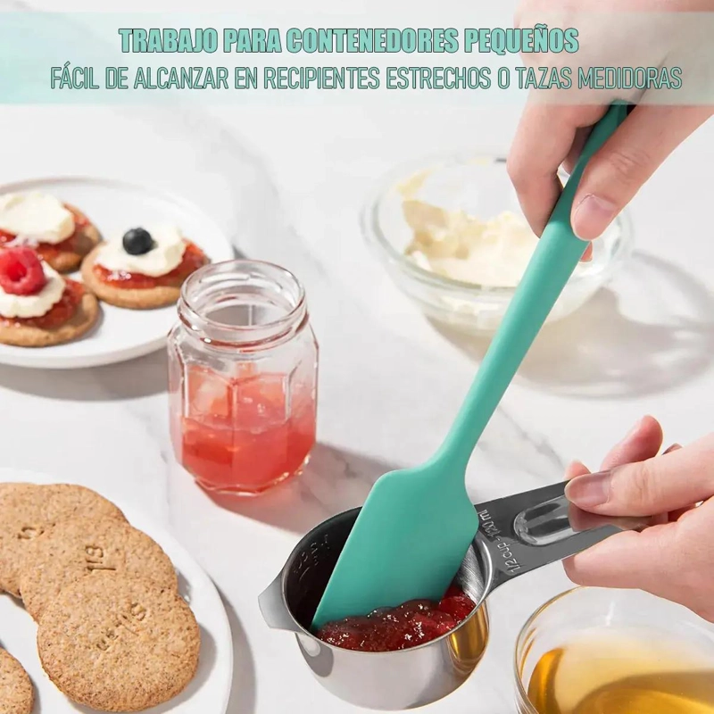 SET DE 4 ESPATULAS DE SILICONA PARA REPOSTERIA, 27 CM, VERDE PASTEL - 9
