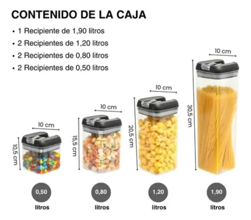 SET DE 7 RECIPIENTES ORGANIZADORES PARA COCINA Y ALACENA - 4