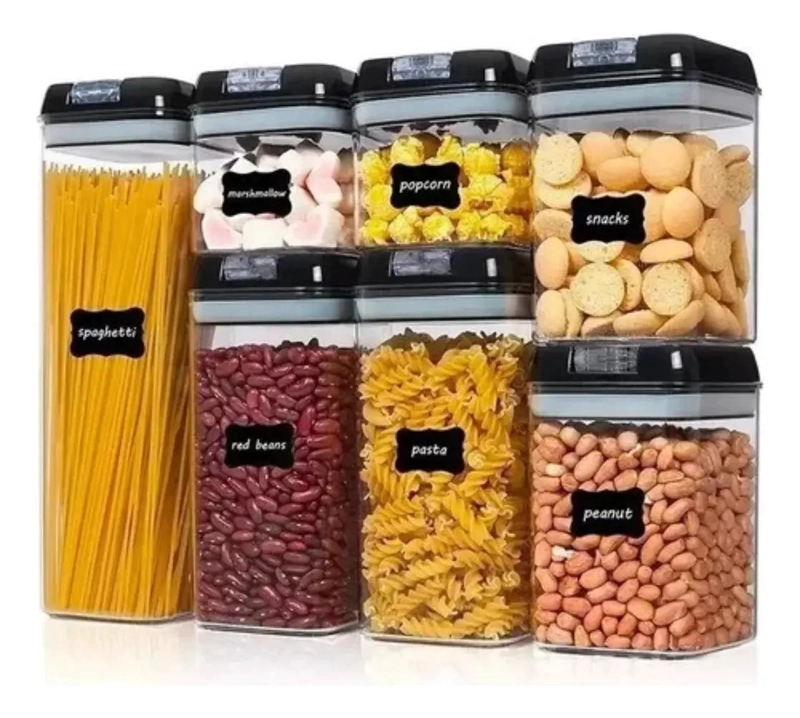 SET DE 7 CONTENEDORES ORGANIZADORES PARA ALIMENTOS CON CIERRE HERME TICO - 1