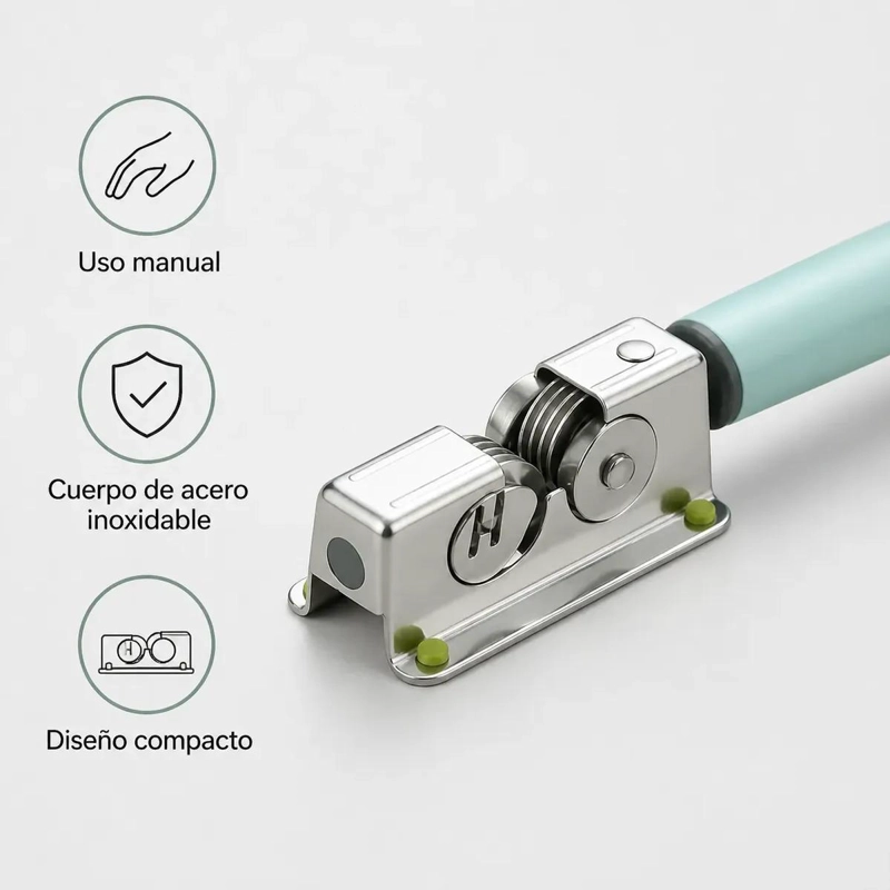 AFILADOR MANUAL COMPACTO PARA CUCHILLOS CON CUERPO DE ACERO INOXIDABLE - 5