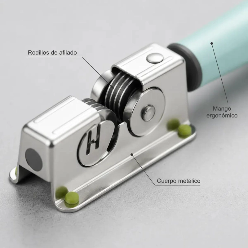 AFILADOR MANUAL COMPACTO PARA CUCHILLOS CON CUERPO DE ACERO INOXIDABLE - 7