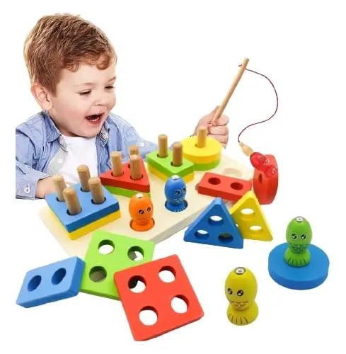 JUEGO DIDACTICO DE PESCA MAGNE TICO DE MADERA PARA NIÑOS - 1