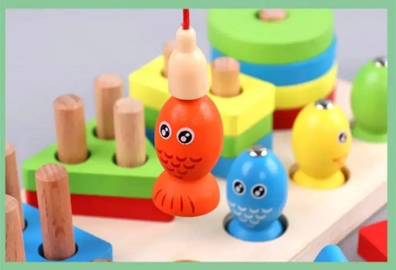 JUEGO DIDACTICO DE PESCA MAGNE TICO DE MADERA PARA NIÑOS - 2