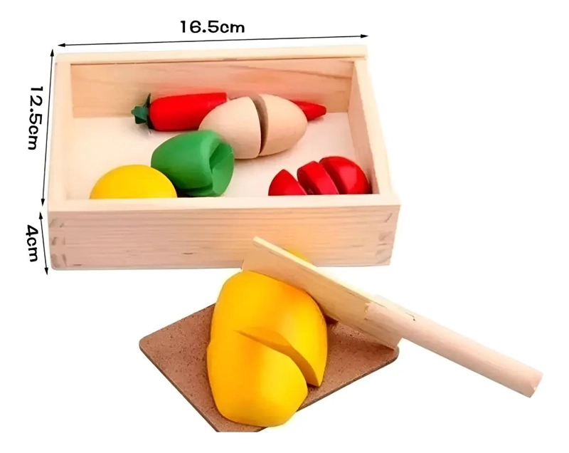 COCINA INFANTIL DIDACTICA DE MADERA CON FRUTAS Y VERDURAS - 10