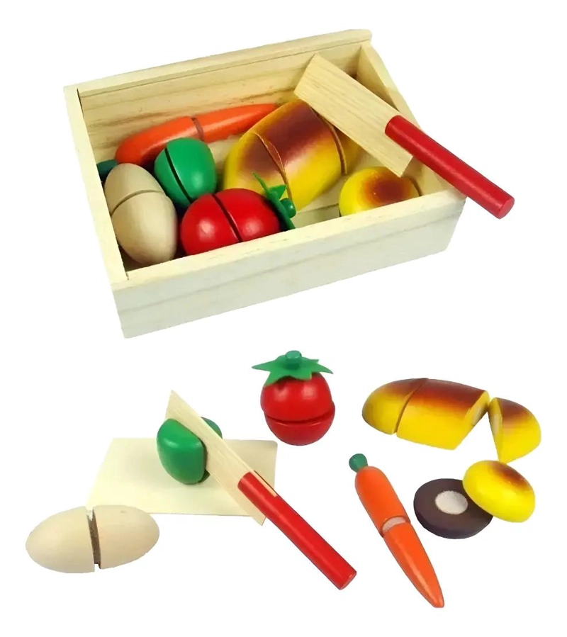 COCINA INFANTIL DIDACTICA DE MADERA CON FRUTAS Y VERDURAS - 6