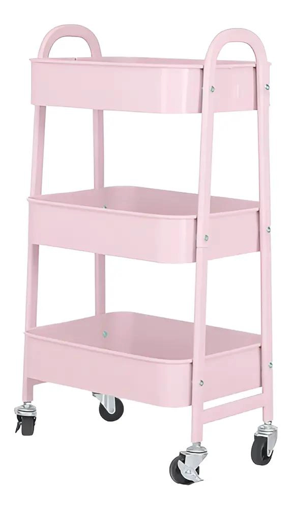CARRITO ORGANIZADOR DE COCINA 3 NIVELES CON RUEDAS COLOR ROSA - 2