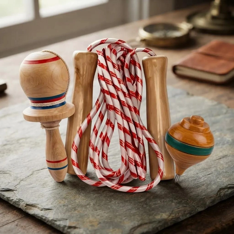 SET DE JUGUETES TRADICIONALES: TROMPO, EMBOQUE Y CUERDA - 3