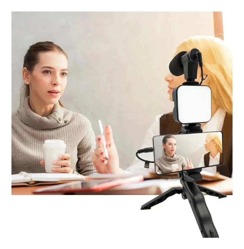 KIT DE GRABACION CON MICROFONO, LUZ Y TRIPODE PARA CONTENIDO - 2