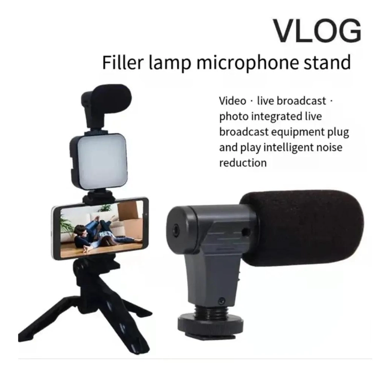 KIT DE GRABACION CON MICROFONO, LUZ Y TRIPODE PARA CONTENIDO - 7