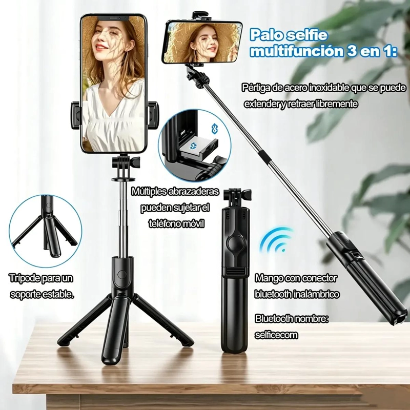 TRIPODE PARA CELULAR Y PALO SELFIE ESTABILIZADOR 170 CM - 10