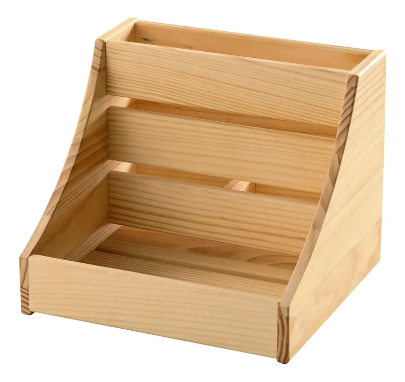 ORGANIZADOR DE COCINA DE MADERA DE PINO MACIZO CON ACERO - 1