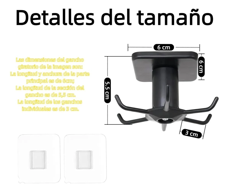 GANCHOS DE COCINA GIRATORIOS 360° CON ADHESIVO PARA PARED - 2
