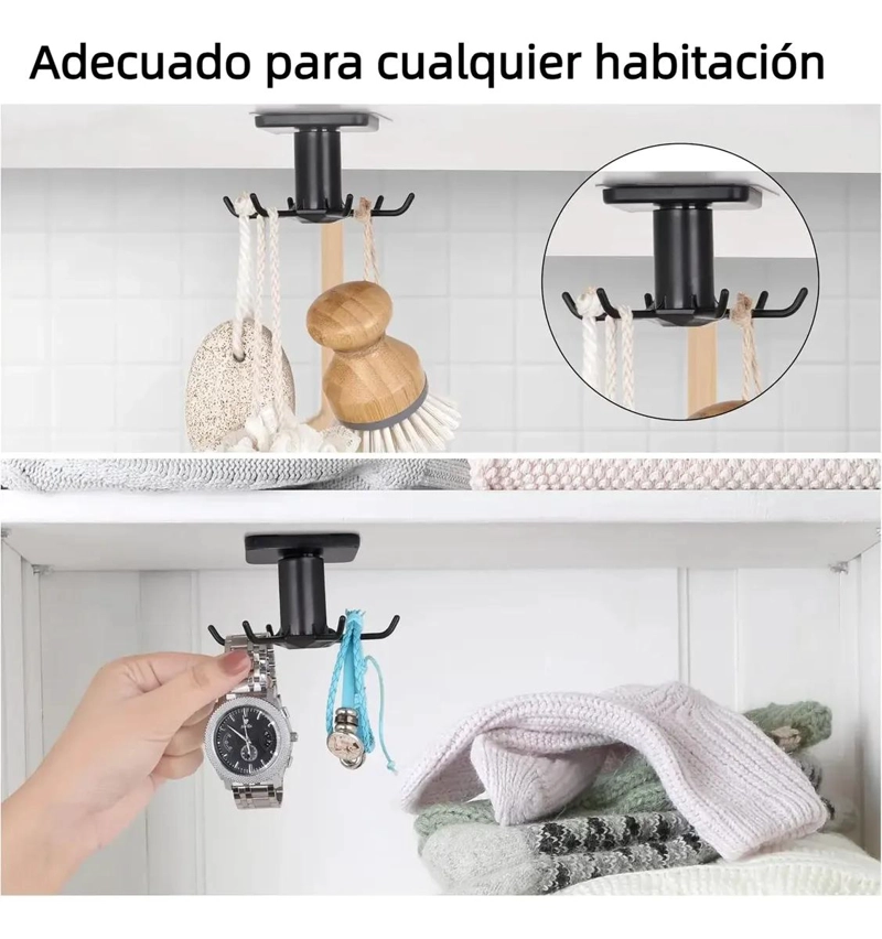 GANCHOS DE COCINA GIRATORIOS 360° CON ADHESIVO PARA PARED - 3