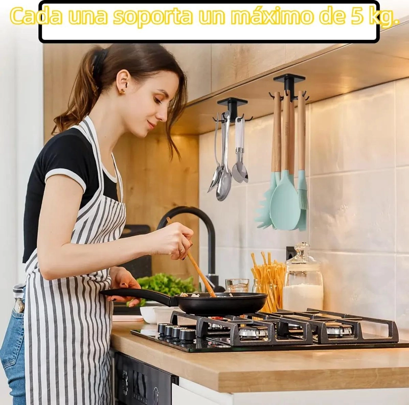 GANCHOS DE COCINA GIRATORIOS 360° CON ADHESIVO PARA PARED - 4