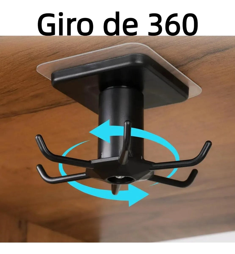 GANCHOS DE COCINA GIRATORIOS 360° CON ADHESIVO PARA PARED - 5