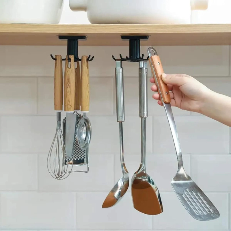 GANCHOS DE COCINA GIRATORIOS 360° CON ADHESIVO PARA PARED - 8