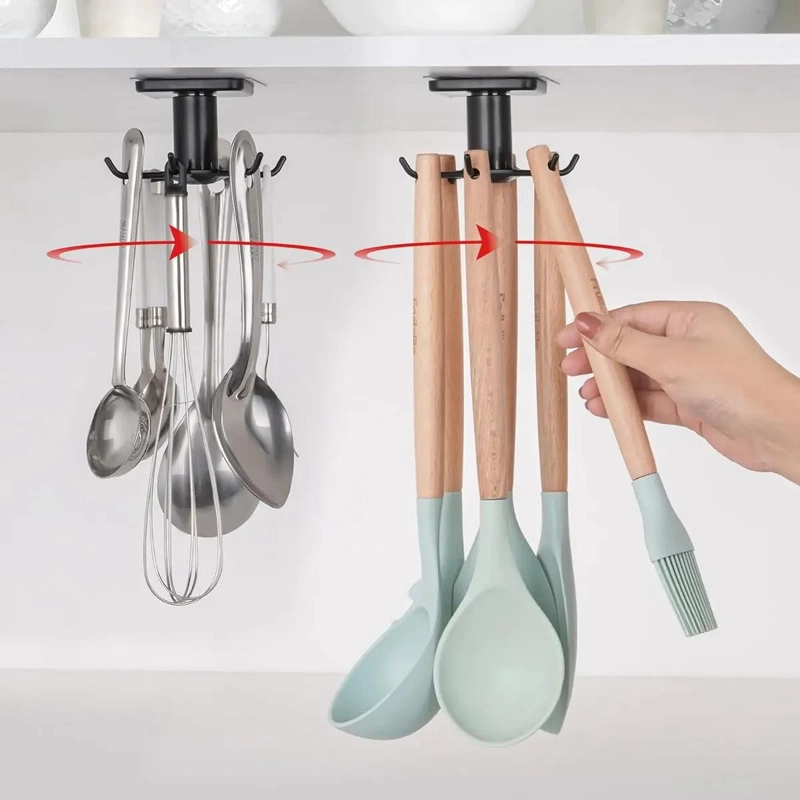 GANCHOS DE COCINA GIRATORIOS 360° CON ADHESIVO PARA PARED - 9