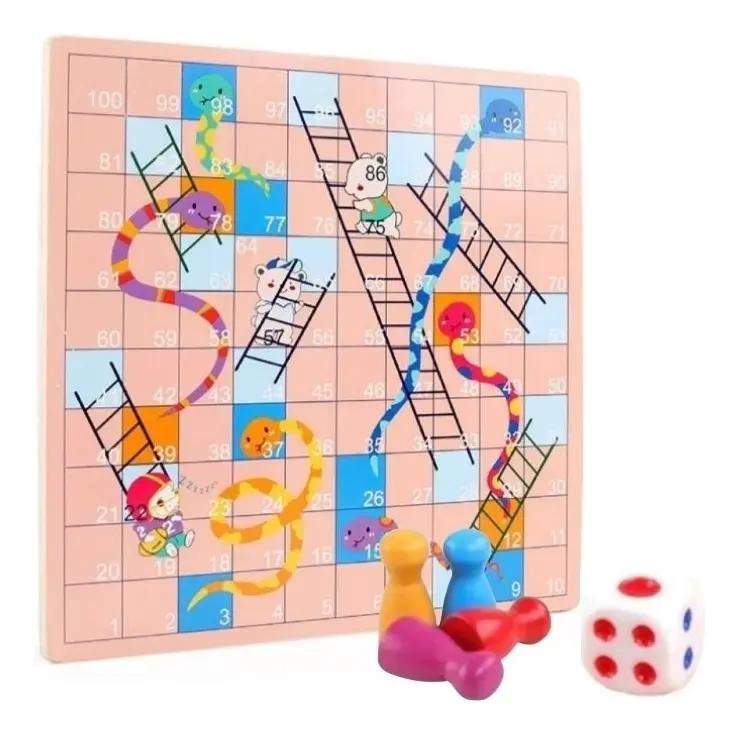 JUEGO DE MESA DE MADERA 2 EN 1 LUDO Y SERPIENTES - 1
