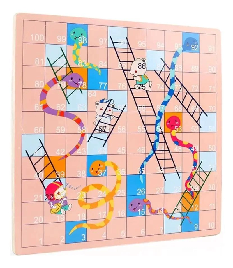 JUEGO DE MESA DE MADERA 2 EN 1 LUDO Y SERPIENTES - 3
