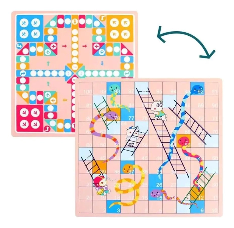JUEGO DE MESA DE MADERA 2 EN 1 LUDO Y SERPIENTES - 4