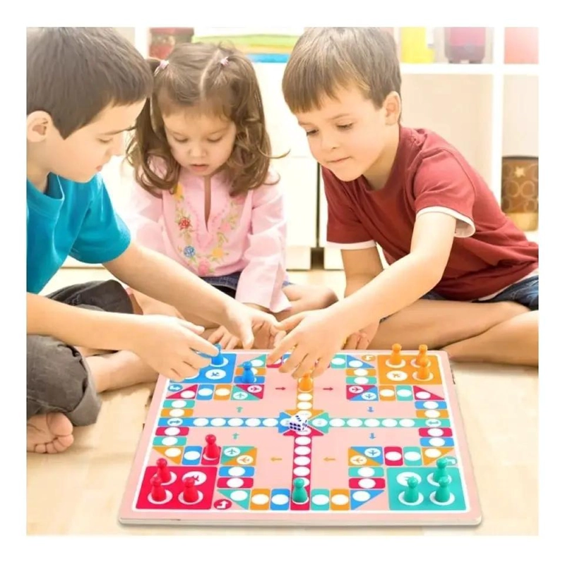 JUEGO DE MESA DE MADERA 2 EN 1 LUDO Y SERPIENTES - 5