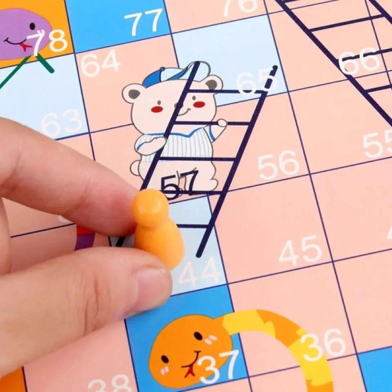 JUEGO DE MESA DE MADERA 2 EN 1 LUDO Y SERPIENTES - 8