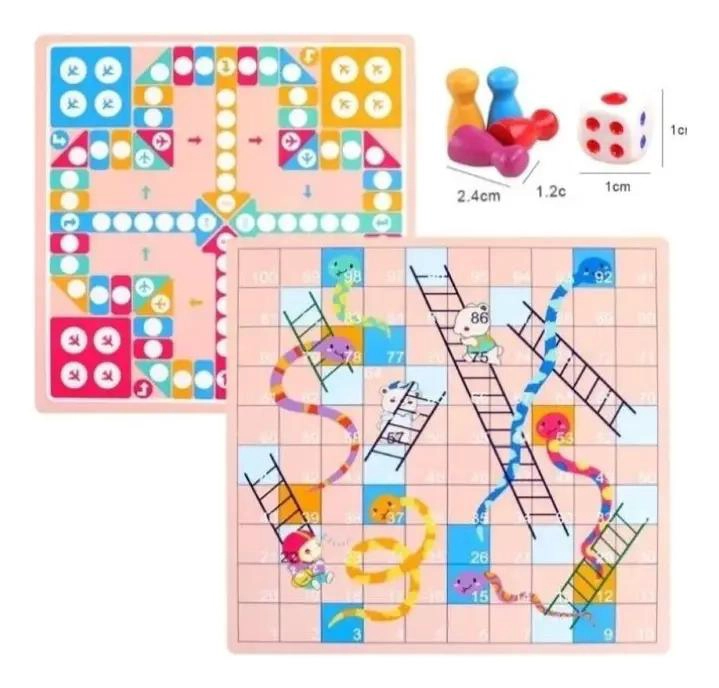 JUEGO DE MESA DE MADERA 2 EN 1 LUDO Y SERPIENTES - 9