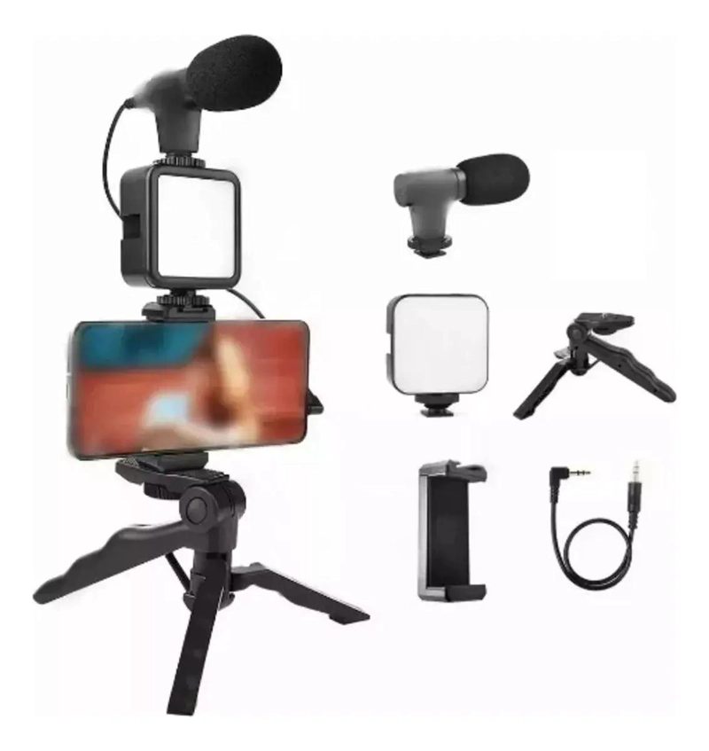 ESTABILIZADOR CELULAR CON TRIPODE Y MICROFONO LED - 2
