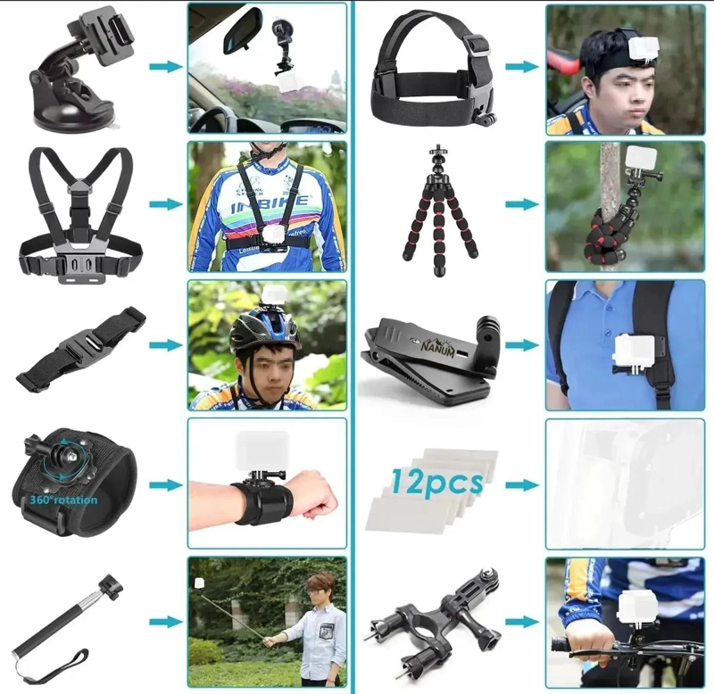 KIT COMPLETO DE ACCESORIOS PARA CAMARAS DE ACCION - 2