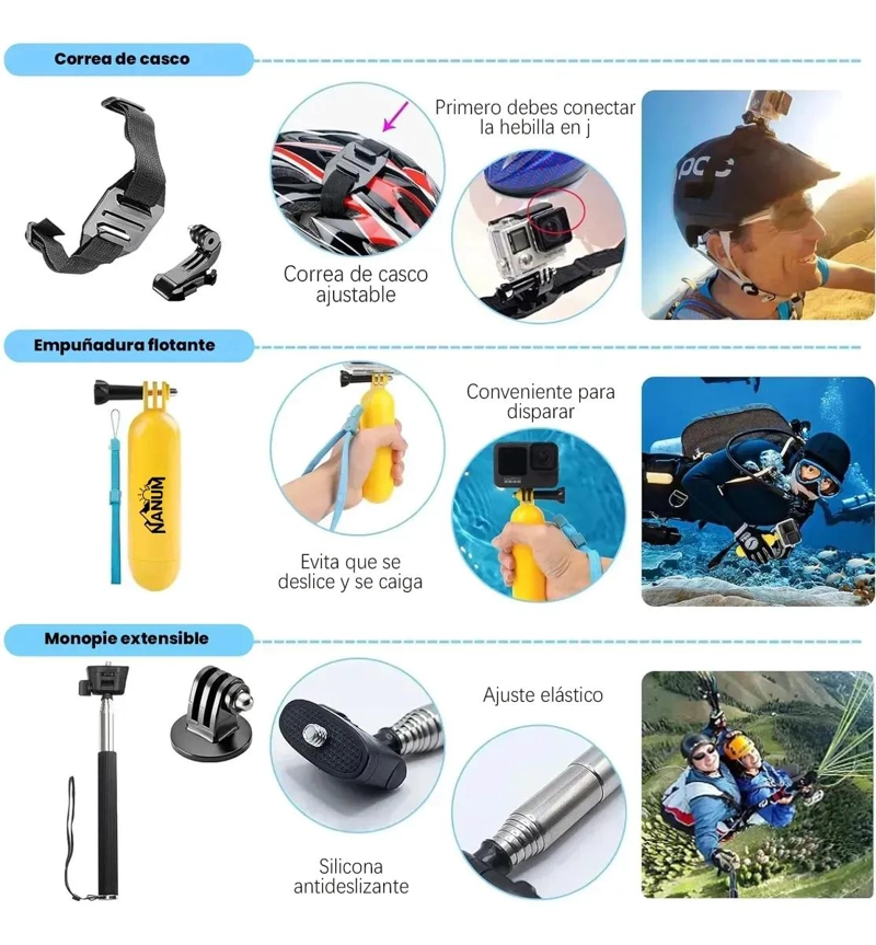 KIT COMPLETO DE ACCESORIOS PARA CAMARAS DE ACCION - 5