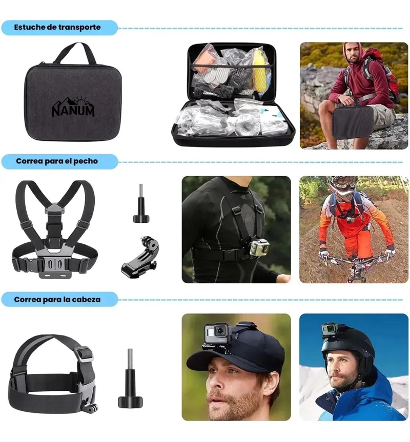 KIT COMPLETO DE ACCESORIOS PARA CAMARAS DE ACCION - 6