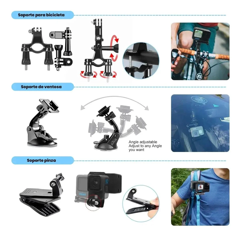 KIT COMPLETO DE ACCESORIOS PARA CAMARAS DE ACCION - 7