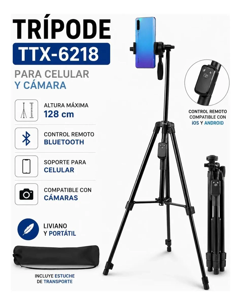TRIPODE TELESCOPICO AJUSTABLE PARA CELULARES Y CAMARAS - 2