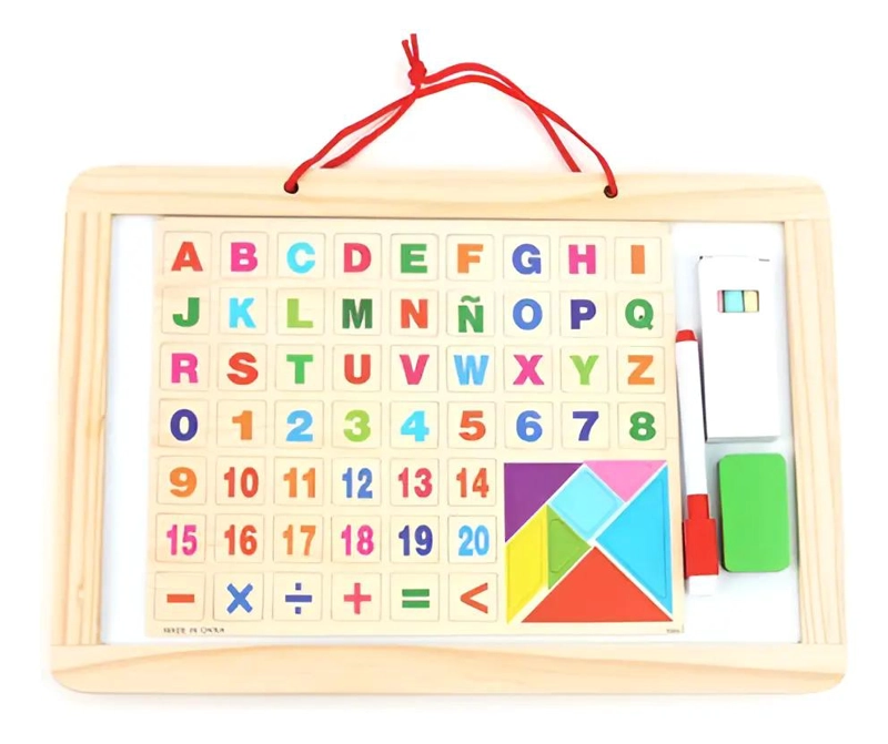 PIZARRA DIDACTICA DE MADERA PARA NIÑOS CON TANGRAMA - 1