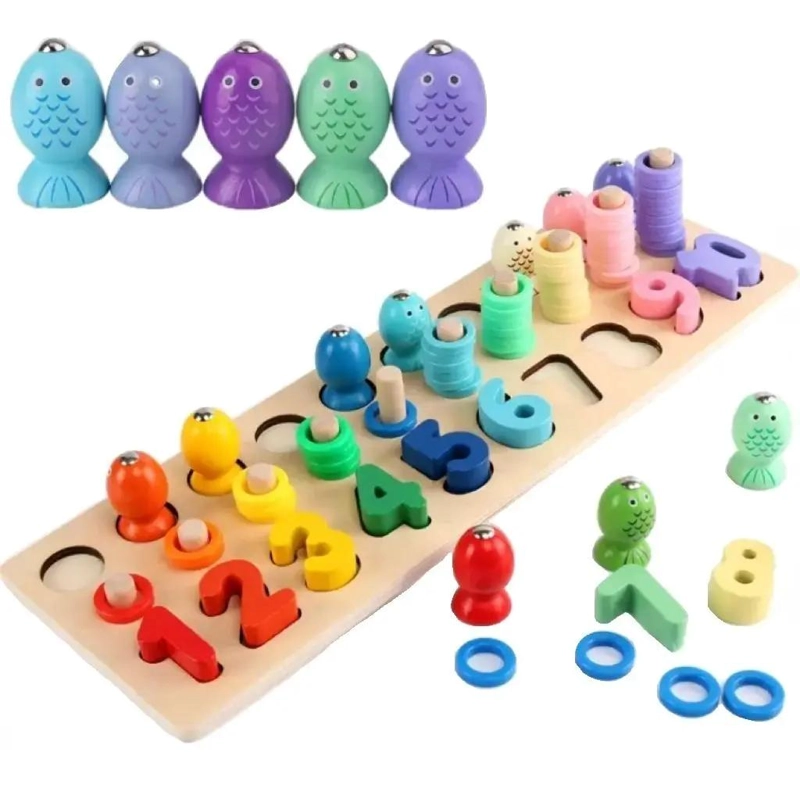 JUEGO EDUCATIVO DE PESCA DE MADERA PARA NIÑOS - 1