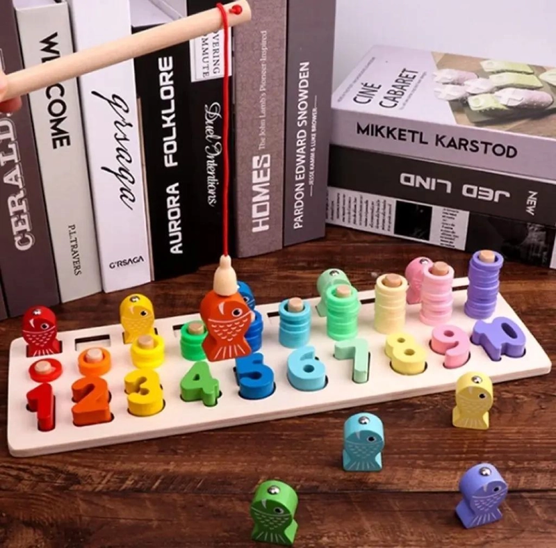 JUEGO EDUCATIVO DE PESCA DE MADERA PARA NIÑOS - 2
