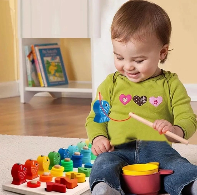 JUEGO EDUCATIVO DE PESCA DE MADERA PARA NIÑOS - 3