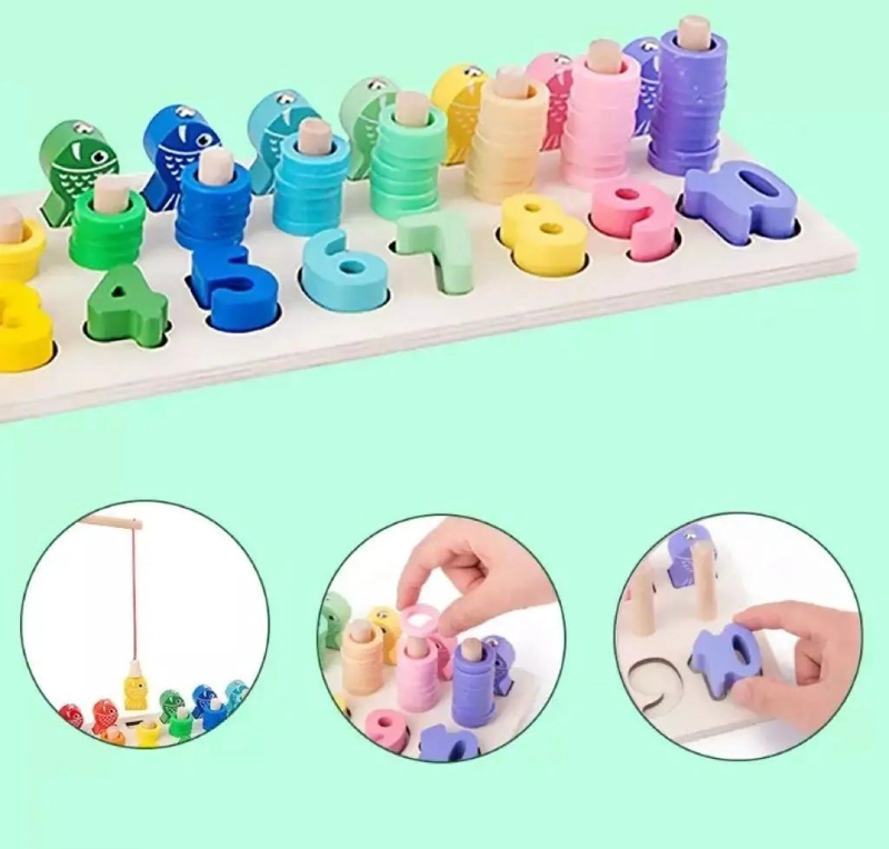 JUEGO EDUCATIVO DE PESCA DE MADERA PARA NIÑOS - 5
