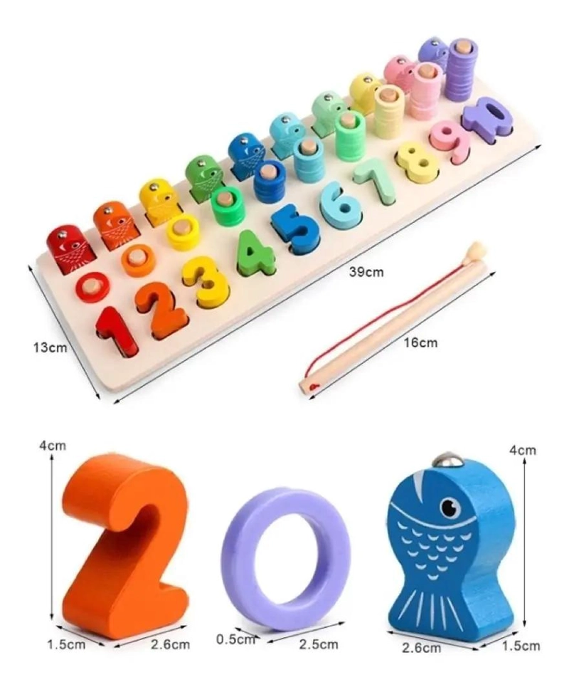 JUEGO EDUCATIVO DE PESCA DE MADERA PARA NIÑOS - 8