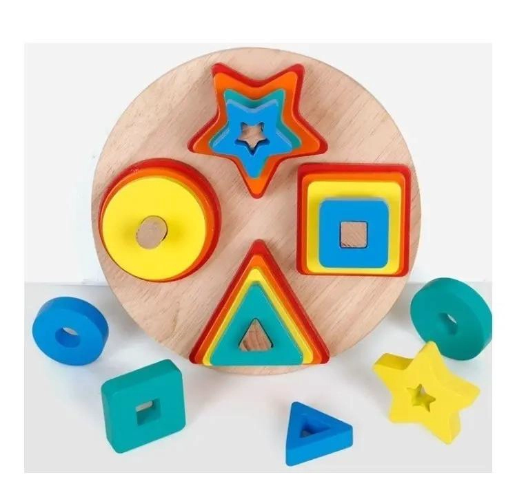 CUBO ENCAJE DE MADERA CON BLOQUES DE CONSTRUCCION PARA NIÑOS - 5