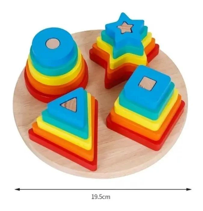 CUBO ENCAJE DE MADERA CON BLOQUES DE CONSTRUCCION PARA NIÑOS - 8