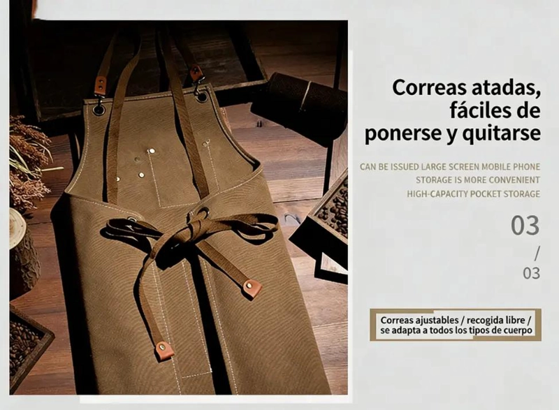 DELANTAL DE COCINA AJUSTABLE IMPERMEABLE MULTIUSOS PARA CHEF - 6