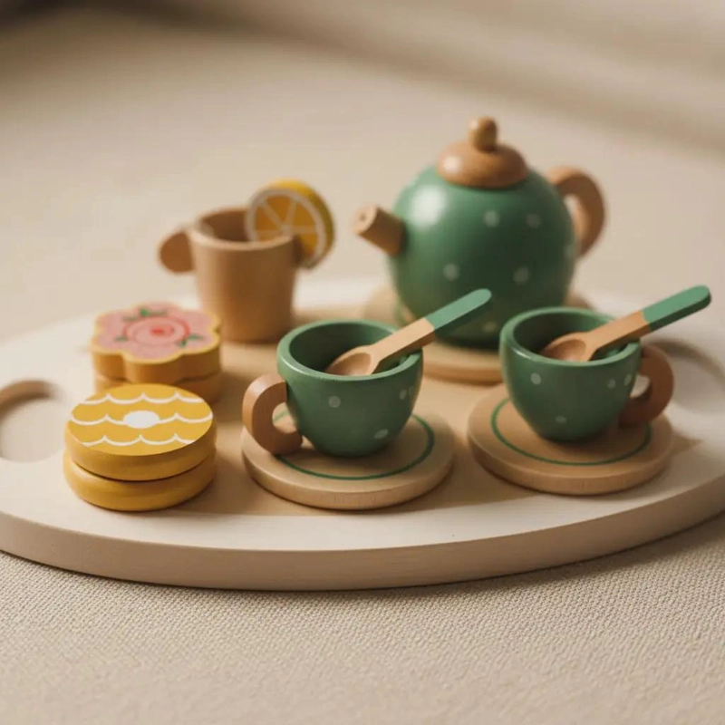 JUEGO DE TE  DE MADERA PARA NIÑOS JUGUETE DIDACTICO - 1